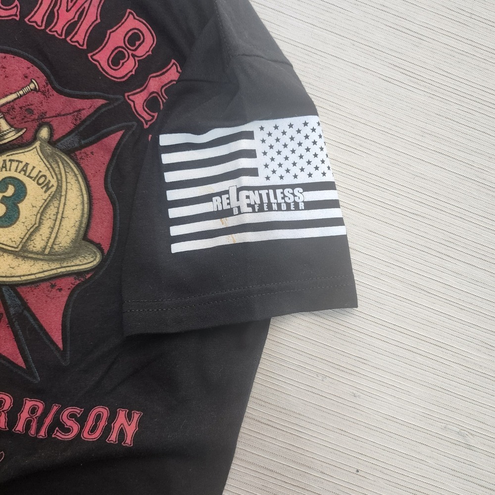 Relentless Defender IAFF Firefighter Memorial T-Shirt Black Small Last Alarm